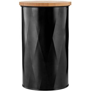 Orsina Black Medium Storage Canister, Stylish Textured Metal Jar With Lid For Tea, Coffee Or Sugar, Compact And Black Orsina Black Medium Storage Canister, Stylish Textured Metal Jar With Lid For Tea, Coffee Or Sugar, Compact And Black