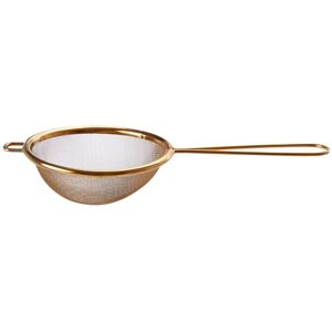 Orsina Small Gold Finish Round Sieve, Stainless Steel Mesh Strainer With Grip, Compact Colander With Hanging Loop Gold Orsina Small Gold Finish Round Sieve, Stainless Steel Mesh Strainer With Grip, Compact Colander With Hanging Loop Gold