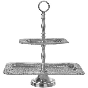 Orsina Bailey 2 Tier Hammered Aluminium Cake Stand in Silver Silver Orsina Bailey 2 Tier Hammered Aluminium Cake Stand in Silver Silver