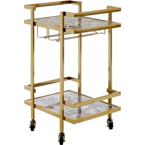 Orsina Black Agate Drinks Trolley, Semi-Precious Stone & Gold Steel Bar Cart, Serving Trolley With Storage Shelves Gold Orsina Black Agate Drinks Trolley, Semi-Precious Stone & Gold Steel Bar Cart, Serving Trolley With Storage Shelves Gold