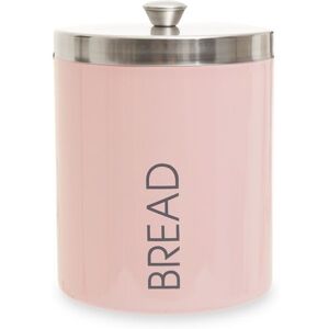 Orsina Pink Enamel Bread Bin, Stainless Steel Bread Storage Container, Modern Bread Box With Labelled Detail Pink Orsina Pink Enamel Bread Bin, Stainless Steel Bread Storage Container, Modern Bread Box With Labelled Detail Pink