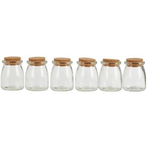 Orsina Set of Six Round Glass Jars, 160ml Capacity Each, nature friendly Glass with Airtight Cork Lids in Clear Clear Orsina Set of Six Round Glass Jars, 160ml Capacity Each, nature friendly Glass with Airtight Cork Lids in Clear Clear