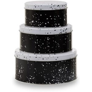 Orsina Set Of 3 Black & White Storage Tins, Modern Monochrome Metal Canisters With Lids, Ideal For Storing Black Orsina Set Of 3 Black & White Storage Tins, Modern Monochrome Metal Canisters With Lids, Ideal For Storing Black