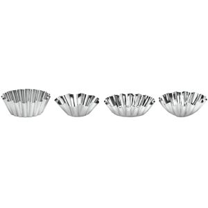 Orsina Contemporary Set of Eight Round Fluted Cake Mould, Scalloped Baking Tins, Classic Dessert Shells, Tart Cases in Silver Silver Orsina Contemporary Set of Eight Round Fluted Cake Mould, Scalloped Baking Tins, Classic Dessert Shells, Tart Cases in Silver Silver