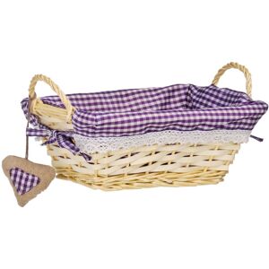 Orsina Purple Gingham Lining Small Rectangle Basket, Decorative Rectangle Willow Basket, Small Willow Wicker Basket Purple Orsina Purple Gingham Lining Small Rectangle Basket, Decorative Rectangle Willow Basket, Small Willow Wicker Basket Purple