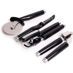 KitchenAid 4pc Onyx Black Utensil Set with Multi-Function Can Opener, Pizza Wheel, Garlic Press & Euro Peeler Black KitchenAid 4pc Onyx Black Utensil Set with Multi-Function Can Opener, Pizza Wheel, Garlic Press & Euro Peeler Black