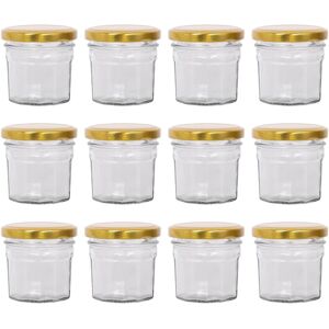 Argon - Jam Jars 90ml - Glass with Gold Lids - Storage Jar Argon - Jam Jars 90ml - Glass with Gold Lids - Storage Jar
