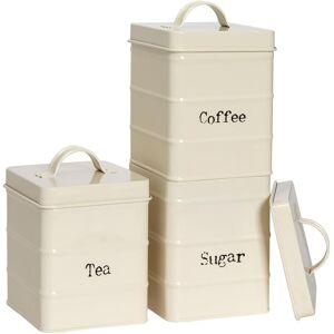 Harbour Housewares Kitchen Tea Coffee Sugar Canisters - Vintage Metal Kitchen Storage Food Canister in Cream Cream Harbour Housewares Kitchen Tea Coffee Sugar Canisters - Vintage Metal Kitchen Storage Food Canister in Cream Cream