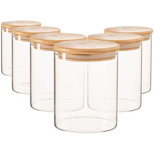 Argon Tableware Scandi Glass Storage Jars with Wooden Lids 750ml Pack of 6 in Clear Clear Argon Tableware Scandi Glass Storage Jars with Wooden Lids 750ml Pack of 6 in Clear Clear