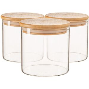 Argon Tableware Scandi Glass Storage Jars with Wooden Lids 550ml Pack of 3 in Clear Clear Argon Tableware Scandi Glass Storage Jars with Wooden Lids 550ml Pack of 3 in Clear Clear