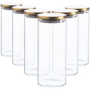 Argon Tableware Glass Storage Jars with Metal Lids - 1.5 Litre - Pack of 6 in Gold Gold Argon Tableware Glass Storage Jars with Metal Lids - 1.5 Litre - Pack of 6 in Gold Gold