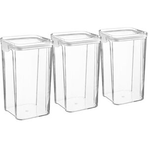Argon Tableware 3x Food Storage Containers 1.3L - Reusable Airtight Kitchen Jar Clip-Top Lid in White White Argon Tableware 3x Food Storage Containers 1.3L - Reusable Airtight Kitchen Jar Clip-Top Lid in White White