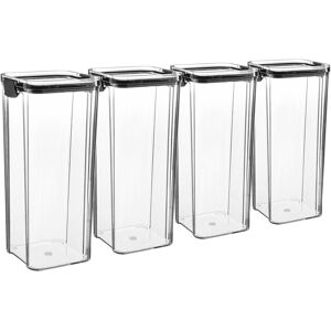 Argon Tableware 4x Food Storage Containers 1.8L - Reusable Airtight Kitchen Jar Clip-Top Lid in Black Black Argon Tableware 4x Food Storage Containers 1.8L - Reusable Airtight Kitchen Jar Clip-Top Lid in Black Black