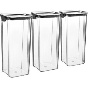 Argon Tableware 3x Food Storage Containers 1.8L - Reusable Airtight Kitchen Jar Clip-Top Lid in Black Black Argon Tableware 3x Food Storage Containers 1.8L - Reusable Airtight Kitchen Jar Clip-Top Lid in Black Black