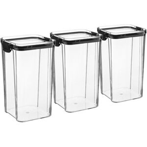 Argon Tableware 3x Food Storage Containers 1.3L - Reusable Airtight Kitchen Jar Clip-Top Lid in Black Black Argon Tableware 3x Food Storage Containers 1.3L - Reusable Airtight Kitchen Jar Clip-Top Lid in Black Black