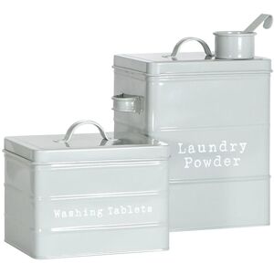 Harbour Housewares 2 Piece Vintage Metal Utility Canisters Set - Home Kitchen Storage Containers in Grey Grey Harbour Housewares 2 Piece Vintage Metal Utility Canisters Set - Home Kitchen Storage Containers in Grey Grey