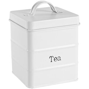 Harbour Housewares Kitchen Tea Canister - Vintage Metal Kitchen Storage Food Canister in White White Harbour Housewares Kitchen Tea Canister - Vintage Metal Kitchen Storage Food Canister in White White