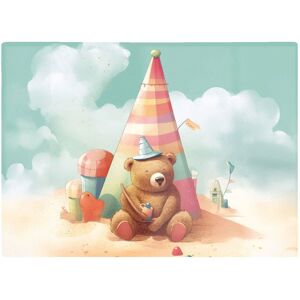 Warren Reed - Designer A Bear On A Beach Holiday Glass Chopping Board in Yellow Yellow Warren Reed - Designer A Bear On A Beach Holiday Glass Chopping Board in Yellow Yellow