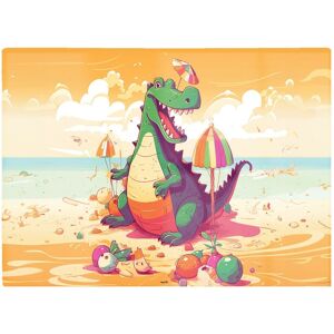 Warren Reed - Designer Crocodile On A Beach Holiday Glass Chopping Board in Yellow Yellow Warren Reed - Designer Crocodile On A Beach Holiday Glass Chopping Board in Yellow Yellow