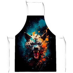 Warren Reed - Designer Splashart Angry Hyena Face Junior Apron in Blue Blue Warren Reed - Designer Splashart Angry Hyena Face Junior Apron in Blue Blue