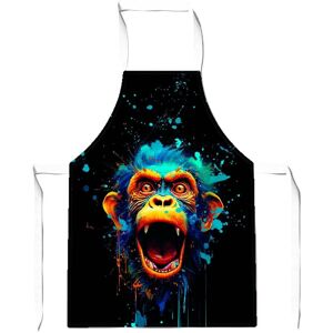 Warren Reed - Designer Crazy Monkey face Splashart Apron in Blue Blue Warren Reed - Designer Crazy Monkey face Splashart Apron in Blue Blue