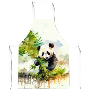Warren Reed - Designer Panda Eating Bamboo Watercolour Junior Apron in Brown Brown Warren Reed - Designer Panda Eating Bamboo Watercolour Junior Apron in Brown Brown