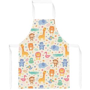 Warren Reed - Designer Cute Pastel Jungle Animals Apron in Yellow Yellow Warren Reed - Designer Cute Pastel Jungle Animals Apron in Yellow Yellow
