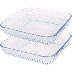 Argon Tableware Square Glass Oven Dishes - 30 x 27.5cm - 2x Optical Roasting Baking Tray in Clear Size: 30 x 27.5 cm Clear 30 x 27.5 cm Argon Tableware Square Glass Oven Dishes - 30 x 27.5cm - 2x Optical Roasting Baking Tray in Clear Size: 30 x 27.5 cm Clear 30 x 27.5 cm