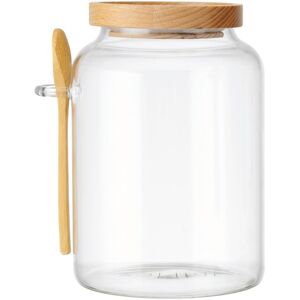 KitchenCraft Idilica Glass Storage Jar with Beechwood Lid & Bamboo Spoon, 1200ml in Clear Clear KitchenCraft Idilica Glass Storage Jar with Beechwood Lid & Bamboo Spoon, 1200ml in Clear Clear