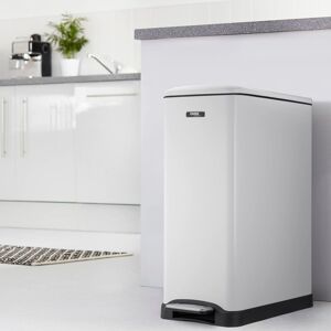 Cooks Professional Slimline Dual Compartment Pedal Bin 50L with Soft Close Lid in White White Cooks Professional Slimline Dual Compartment Pedal Bin 50L with Soft Close Lid in White White