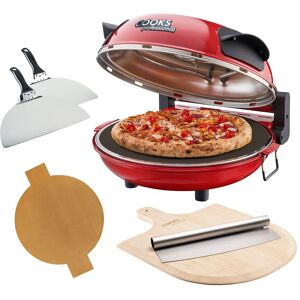 Cooks Professional Electric Pizza Oven Set with Board, Paddles, Baking Sheet & Cutter in Red Red Cooks Professional Electric Pizza Oven Set with Board, Paddles, Baking Sheet & Cutter in Red Red
