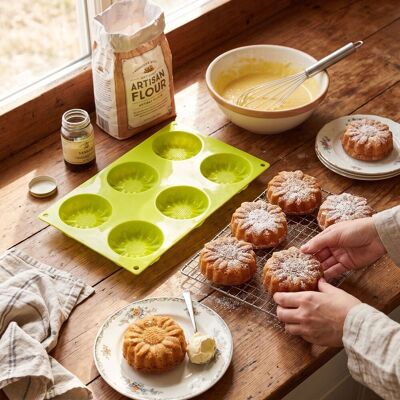 Orsina Silicone 6 Daisy Lime Green Cake Mould, Flexible Non-Stick Silicone Tray, Heat Resistant Up to 230°C Green Orsina Silicone 6 Daisy Lime Green Cake Mould, Flexible Non-Stick Silicone Tray, Heat Resistant Up to 230°C Green