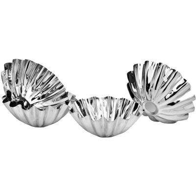 Orsina Modern Design Set of 4 Round Fluted Cake Moulds, Durable Tinplate Circle Cake Pans, Curved Pastry Moulds in Silver Silver Orsina Modern Design Set of 4 Round Fluted Cake Moulds, Durable Tinplate Circle Cake Pans, Curved Pastry Moulds in Silver Silver