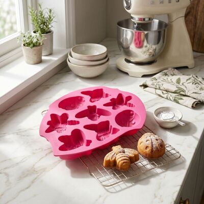 Orsina Durable Silicone Cake Mould 8 Tropical Insect Design Peony, Heat Resistant Silicone Mould For Baking in Pink Pink Orsina Durable Silicone Cake Mould 8 Tropical Insect Design Peony, Heat Resistant Silicone Mould For Baking in Pink Pink