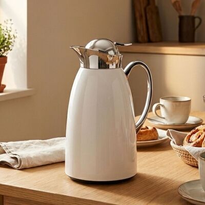 Orsina Multipurpose Use Black Vacuum Jug, Durable Thermos Jug For Breakfast, Stylish Design Vacuum Thermos Jug in White White Orsina Multipurpose Use Black Vacuum Jug, Durable Thermos Jug For Breakfast, Stylish Design Vacuum Thermos Jug in White White