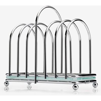 Kilo Chrome Toast Rack - Victorian Style, Frosted Glass Base, Holds 6 Slices Kilo Chrome Toast Rack - Victorian Style, Frosted Glass Base, Holds 6 Slices