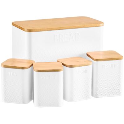 Cooks Professional - 5-Piece Kitchen Set - Bamboo Lids - White Cooks Professional - 5-Piece Kitchen Set - Bamboo Lids - White