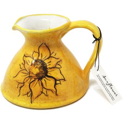 Verano Spanish Ceramics Sunflower Hand Painted Ceramic Yellow Kitchen Dining Flat Based Pourer Jug (H) 14cm Yellow Verano Spanish Ceramics Sunflower Hand Painted Ceramic Yellow Kitchen Dining Flat Based Pourer Jug (H) 14cm Yellow