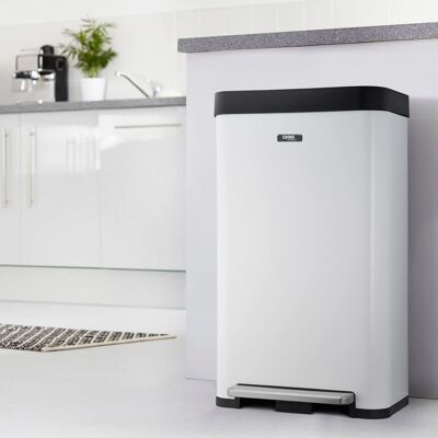 Cooks Professional XL Pedal Bin 65L - Recycling or Waste Dustbin with Soft Close Lid in White White Cooks Professional XL Pedal Bin 65L - Recycling or Waste Dustbin with Soft Close Lid in White White
