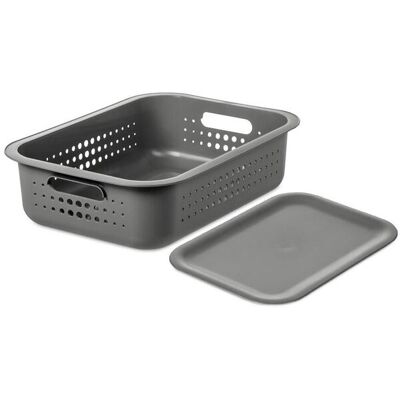 SmartStore 'Basket Storage Box' with Basket Plastic Lid, Charcoal in Grey Size: Small Grey Small SmartStore 'Basket Storage Box' with Basket Plastic Lid, Charcoal in Grey Size: Small Grey Small