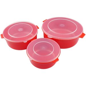Good2Heat Plus Red 3 Pack 'Microwave Cookware' Dishwasher Safe Lidded Dish Set
