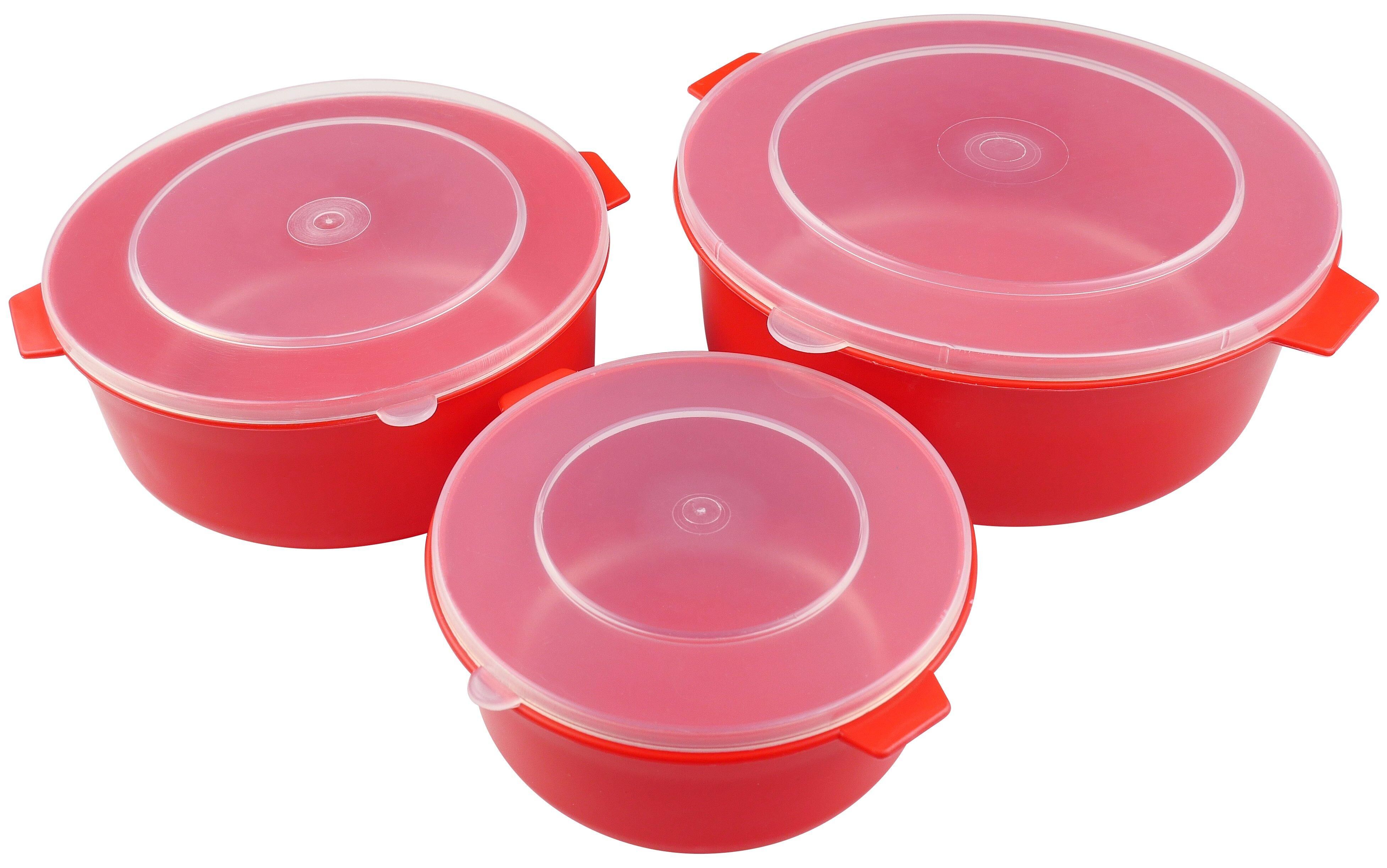 Good2Heat Plus Red 3 Pack 'Microwave Cookware' Dishwasher Safe Lidded Dish Set