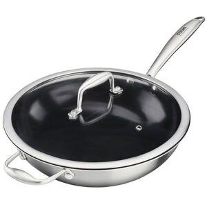 Cooks Professional Tri-Ply Wok Pan with Lid & Non-Stick Coating for All Hobs - 28cm in Silver Size: 1 Pack Silver 1 Pack Cooks Professional Tri-Ply Wok Pan with Lid & Non-Stick Coating for All Hobs - 28cm in Silver Size: 1 Pack Silver 1 Pack
