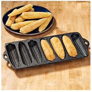 Living and Home 7-Slot 2-Handled Cast Iron Corn Bread Pan Skillet Frying Pan Cookware in Black Black Living and Home 7-Slot 2-Handled Cast Iron Corn Bread Pan Skillet Frying Pan Cookware in Black Black