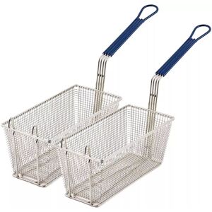 VOGREX 2 Commercial Fryer Frying Basket Chip Fish Deep Fat Takeaway 340x165x150mm in Silver Silver VOGREX 2 Commercial Fryer Frying Basket Chip Fish Deep Fat Takeaway 340x165x150mm in Silver Silver