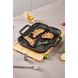 Living and Home Cast Iron Griddle Pan Grill Frying Cookware with Pour Spout, Handles 30cm in Black Black Living and Home Cast Iron Griddle Pan Grill Frying Cookware with Pour Spout, Handles 30cm in Black Black