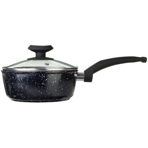 Orsina 16cm Saucepan With Glass Lid, Durable Aluminium Saucepan With Marble Effect Finish, Non-Stick Coating in Black Black Orsina 16cm Saucepan With Glass Lid, Durable Aluminium Saucepan With Marble Effect Finish, Non-Stick Coating in Black Black