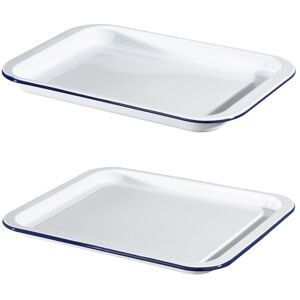 Hairy Bikers Enamel Steel Oven Tray Set 36cm Large 34cm Medium Baking Roasting Dish in White Size: 2 Pack White 2 Pack Hairy Bikers Enamel Steel Oven Tray Set 36cm Large 34cm Medium Baking Roasting Dish in White Size: 2 Pack White 2 Pack