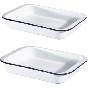 Hairy Bikers Large & Medium White Enamel Steel Roasting Tin Set Oven Dishes White Medium Hairy Bikers Large & Medium White Enamel Steel Roasting Tin Set Oven Dishes White Medium