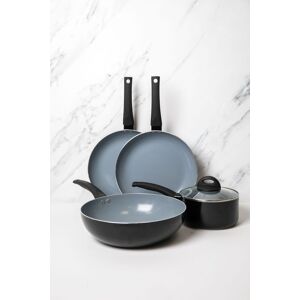 MasterClass 5pc Ceramic Non-Stick Pan Set with 2x Frying Pans, 24cm, 28cm, 2x Saucepans, 18cm & 20cm & 29.5cm Wok in Black Black MasterClass 5pc Ceramic Non-Stick Pan Set with 2x Frying Pans, 24cm, 28cm, 2x Saucepans, 18cm & 20cm & 29.5cm Wok in Black Black